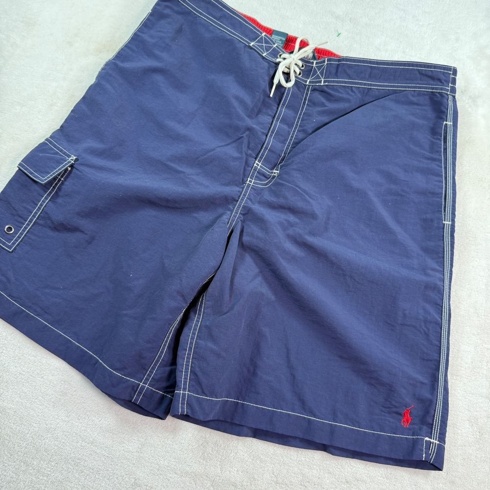 Polo Ralph Lauren Mens Navy Blue Board Shorts Swim Trunks Cargo Pocket Size XL